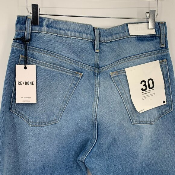 Re/Done 70s Crop boot jeans raw hem high rise bootcut denim medium women new 30 - Picture 6 of 8
